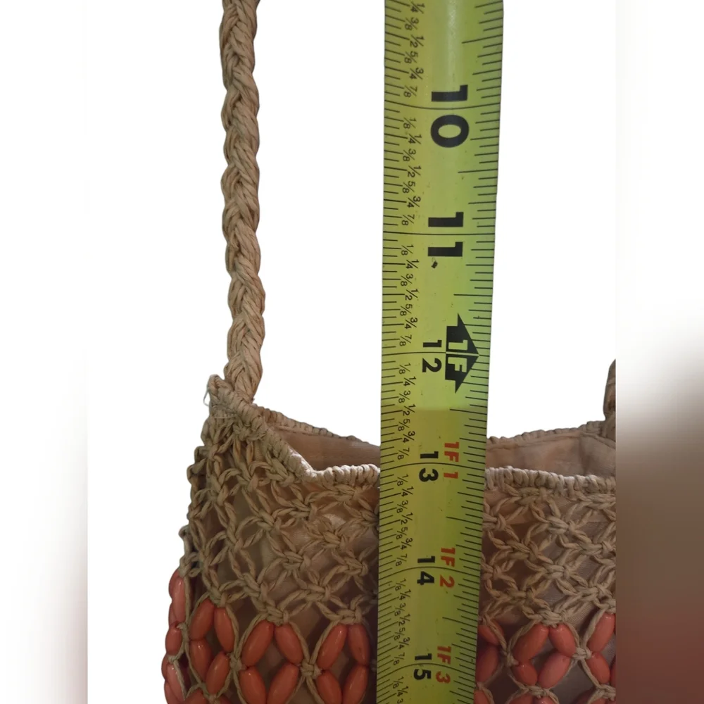Haute Hippie NEW Mini Macramé Crossbody Bag w/Woven Open-net Beaded Design - Picture 9 of 9
